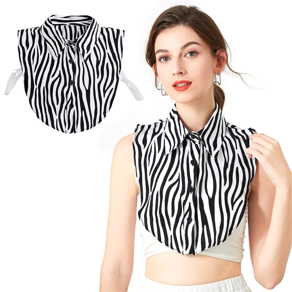 PALAY Fake Collar for Women Detachable Stripe Fake Shirt Collars Chiffon V Neck Blouse False Collar Elegant Women Half Shirts Collar for Tops Dresses Sweater PALAY Fake Collar for Women Detachable Stripe Fake Shirt Collars Chiffon V Neck Blouse False Collar Elegant Women Half Shirts Collar for Tops Dresses Sweater
